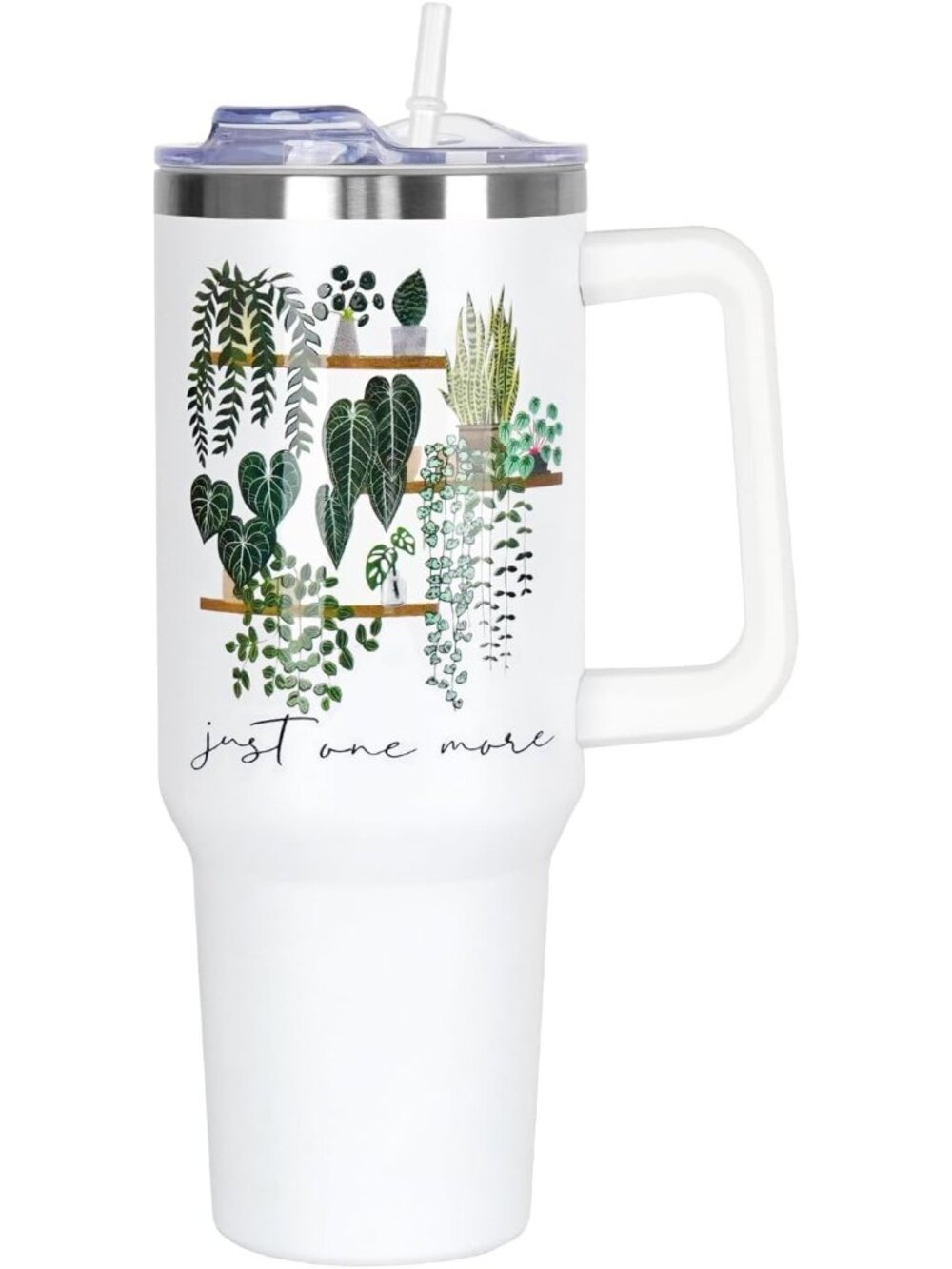 Plant Lover Gifts 40oz Tumbler with Handle Straw Lid,Plant Lady Vacuum Insulated